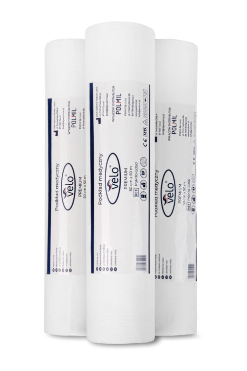 Podkład medyczny VELO Premium 50 cm x 50 m, 100% celuloza 2 warstwowy x 1 rolka