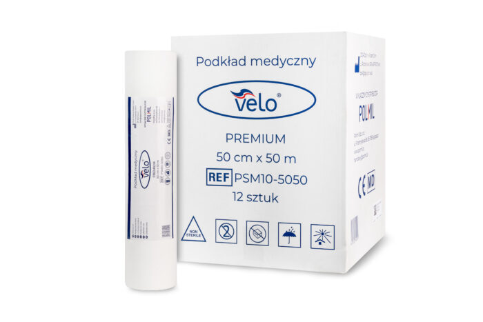Podkład medyczny VELO Premium 60 cm x 80 m, 100% celuloza 2 warstwowy x 1 rolka