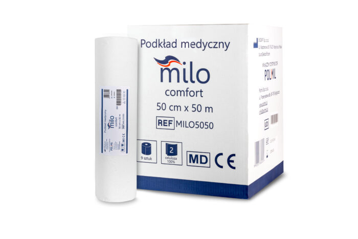 Podkład medyczny MILO Comfort celuloza 2 warstwy 50 cm x 80 m x 1 rolka