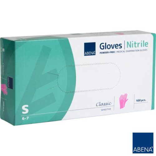 Abena Classic Różowe 100szt S Rękawice zabiegowe nitrylowe bezpudrowe