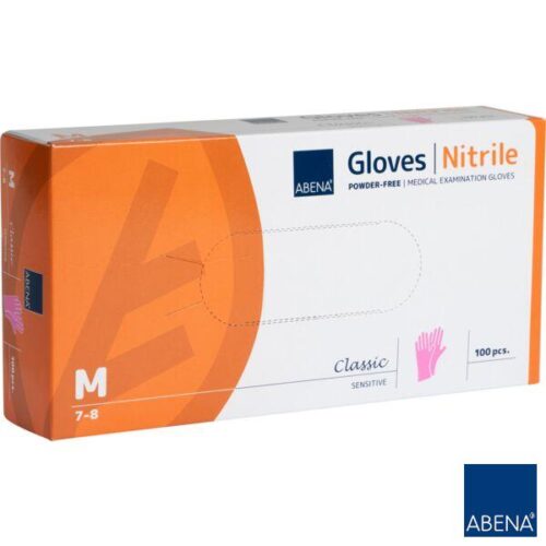 Abena Classic Różowe 100szt M Rękawice zabiegowe nitrylowe bezpudrowe