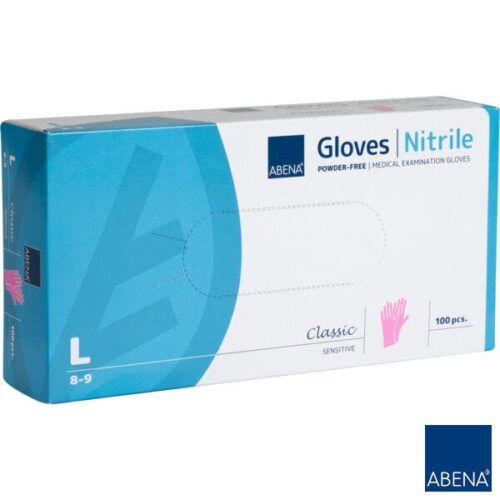 Abena Classic Różowe 100szt L Rękawice  zabiegowe nitrylowe bezpudrowe