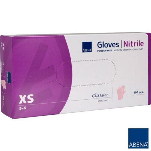 Abena Classic Różowe 100szt XS Rękawice zabiegowe nitrylowe bezpudrowe