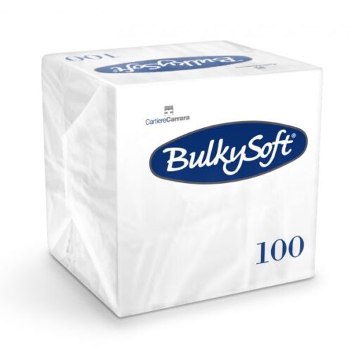 Serwetki BulkySoft, 2 war. 24 cm x 24, 1/4 białe, opak. 100 szt