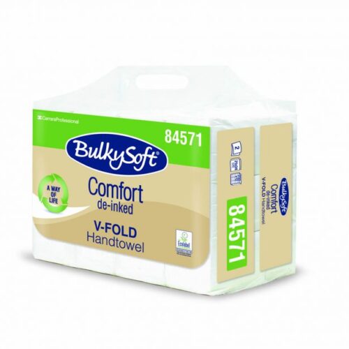 84571 Ręcznik składany BulkySoft Comfort EKO typu V-FOLD ZZ wym. 24x21 cm 2w. x 3000 szt