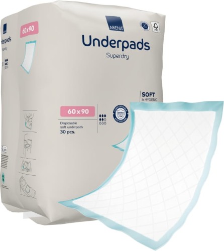 Podkład chłonny 60 cm x 90 cm , Abena Underpads Superdry op. 30 szt