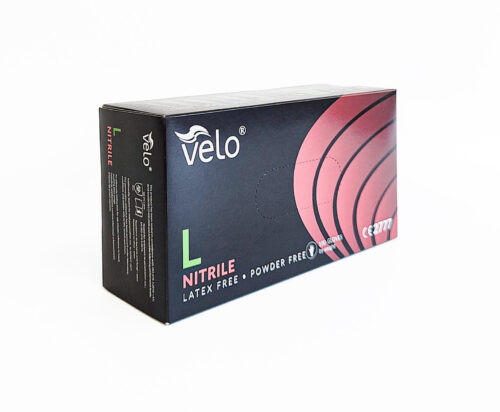 VELO CZARNE L - 100szt  Rękawice diagnostyczne nitrylowe bezpudrowe op. 100 szt