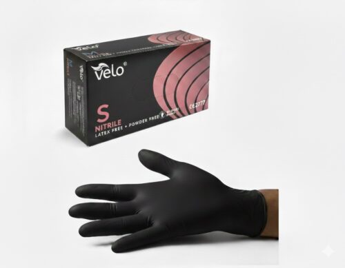 VELO CZARNE S - 100szt Rękawice diagnostyczne nitrylowe bezpudrowe op. 100 szt