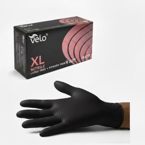 VELO CZARNE XL - 100szt  Rękawice diagnostyczne nitrylowe bezpudrowe op. 100 szt
