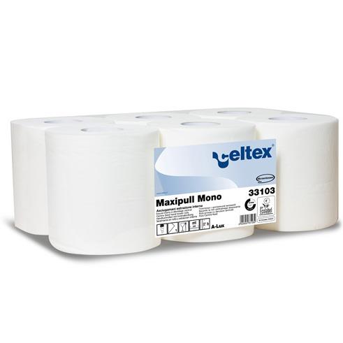 Celtex - ręcznik celulozowy, 1 - warstw., Maxipull Mono biały, 1600 listków 20 cm x 22 cm 320 m op. 6 rolek