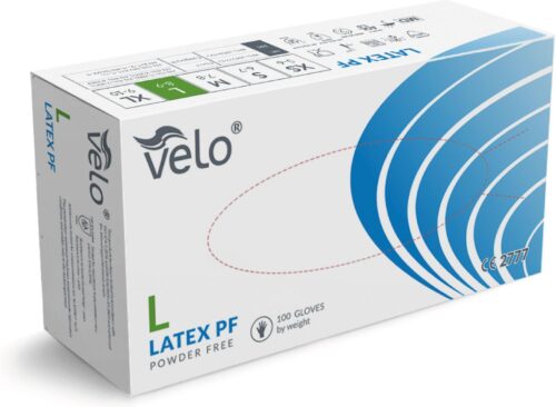 VELO L -  100szt Rękawice diagnostyczne lateksowe bezpudrowe op. 100 szt