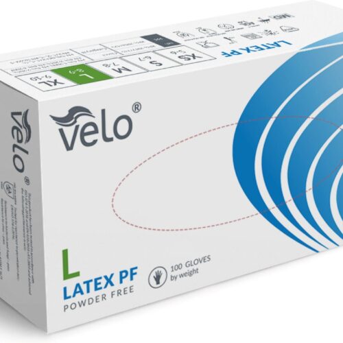 VELO L - Rękawice diagnostyczne lateksowe bezpudrowe op. 100 szt. VELO L - 100szt Rękawice diagnostyczne lateksowe bezpudrowe op. 100 szt