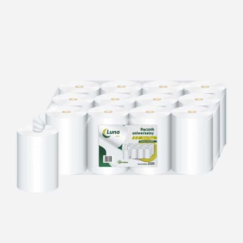 Ręcznik Mini Plus 50m wys. 19cm, śr.14cm, gramatura 2x17, celuloza 2W op. 12 rolek
