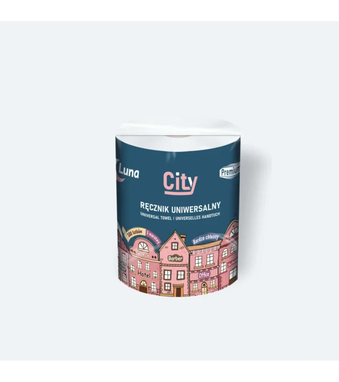 Ręcznik uniwersalny Luna City, dł.70m, celuloza 3w, wys. 22,5cm, gramatura 3x15, 350 listków x 1 rolka