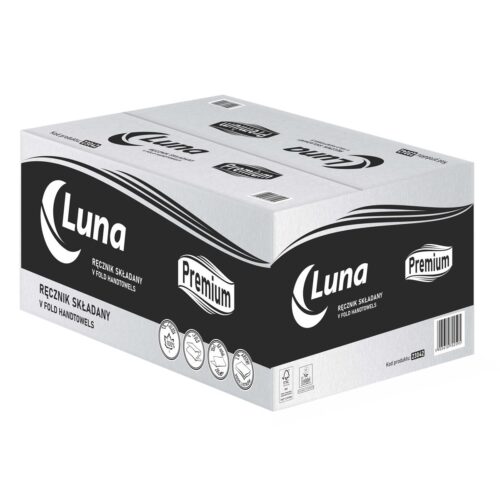 Ręcznik V-fold Luna Premium 25 x 21 , gramatura 2x18, celuloza 2W x 3000 szt