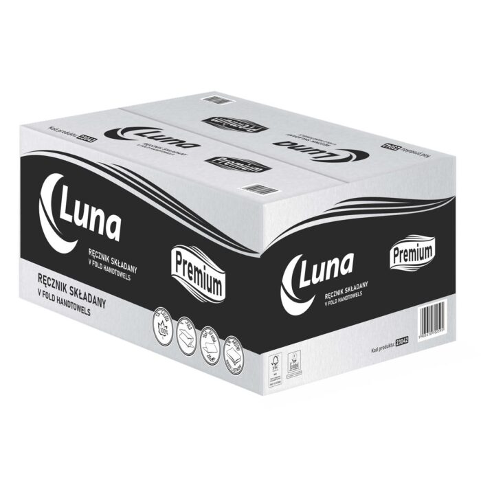 Ręcznik V-fold Luna Premium 25 x 21 , gramatura 2x18, celuloza 2W x 3000 szt