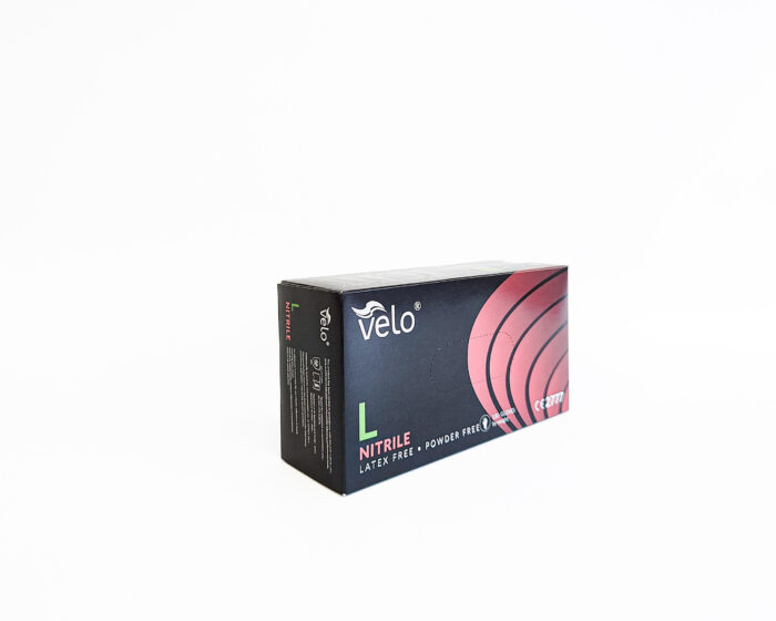 VELO CZARNE L - 100szt  Rękawice diagnostyczne nitrylowe bezpudrowe op. 100 szt