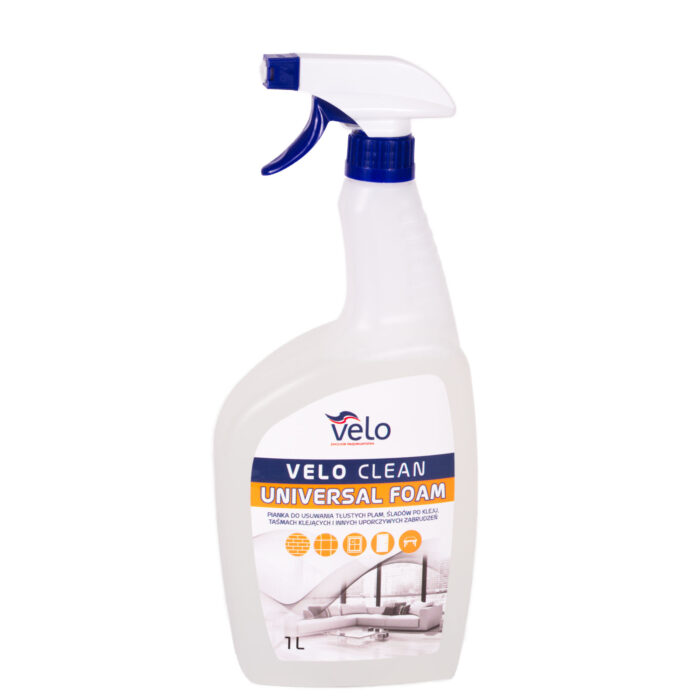 VELO CLEAN UNIVERSAL FOAM 1l – pianka do usuwania śladów po kleju, tłustych plam oraz innych uporczywych zabrudzeń x 1 szt