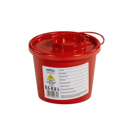 Pojemnik na odpady medyczne poj. 0,7 l (0,5-0,8l) - czerwony wiaderko x 1 szt