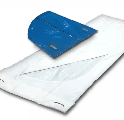 Worek na zwłoki, szczelny, zapinany na zamek błyskawiczny, 4 uchwyty, roz. 220 cm x 90 cm, w komplecie rękawiczki, biały x 1 szt