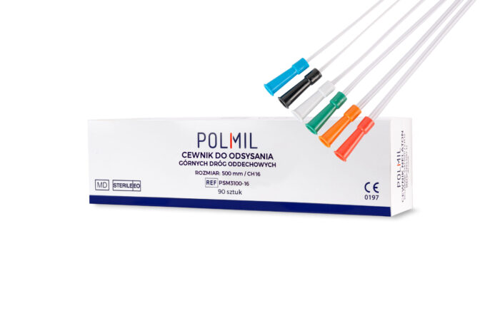 Cewnik do odsysania górnych dróg oddechowych marki Polmil, rozmiar 500 mm / CH 14 x 1 szt