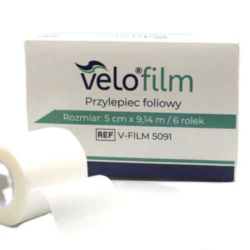 Przylepiec Foliowy Velo 5cm X 9,14m Przylepiec/ plaster foliowy VELO FILM 5 cm x 9,14 m x 6 szt