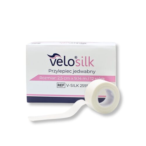 Przylepiec Jedwanby Velo 2,5cm X 9,14 M Przylepiec/ plaster jedwabny VELO SILK 2,5 cm x 9,14 m x 12 szt