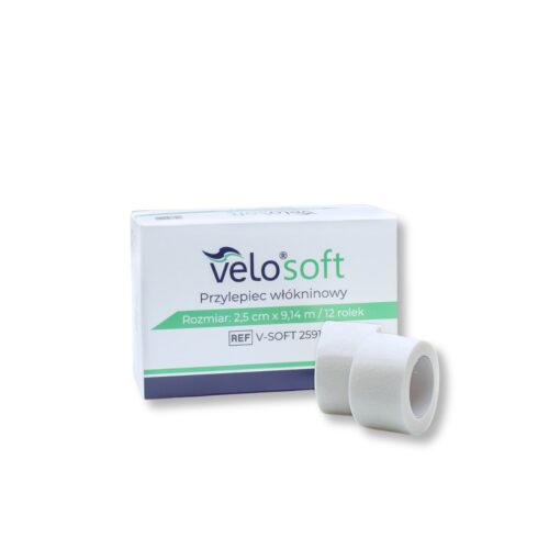 Przylepiec Włokninowy 2,5cm X9,14m Przylepiec/ plaster włókninowy Velo Soft 2,5 cm x 9,14 m x 12szt