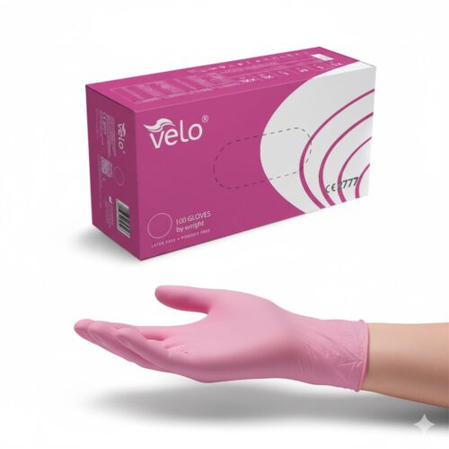 VELO "L" - Rękawice diagnostyczne nitrylowe bezpudrowe różowe op. 100 szt