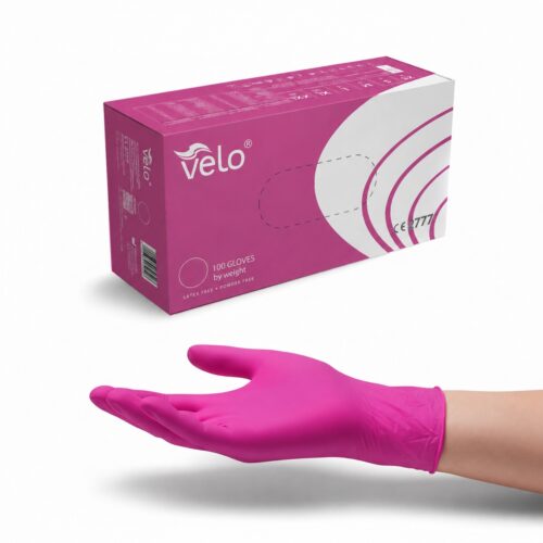 VELO "L" - Rękawice diagnostyczne nitrylowe bezpudrowe różowe op. 100 szt