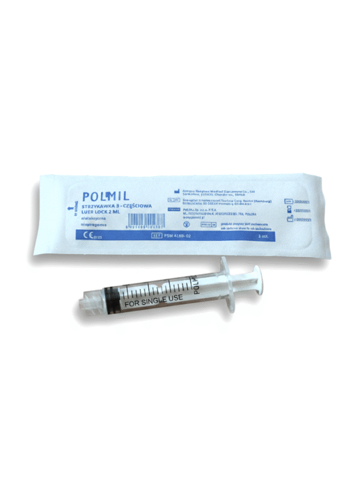 Strzykawka trzyczęściowa 2 ml Luer Lock POLMIL op. 100 szt