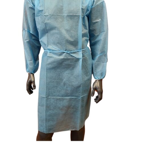 Polmil fartuch medyczny z włókniny 20g/m2 mankiet z gumką, niejałowy, niebieski, rozmiar uniwersalny x 10 szt