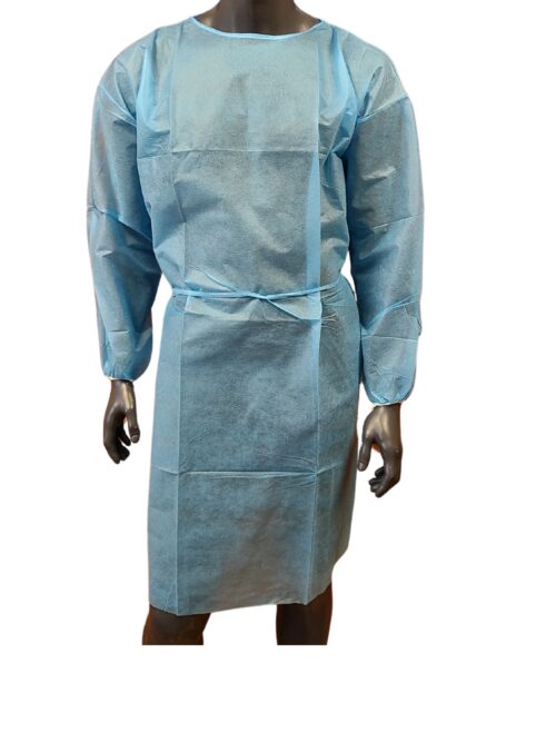 Fartuch Polmil 20g Bez Mankietu Polmil fartuch medyczny z włókniny 20g/m2 mankiet z gumką, niejałowy, niebieski, rozmiar uniwersalny x 10 szt