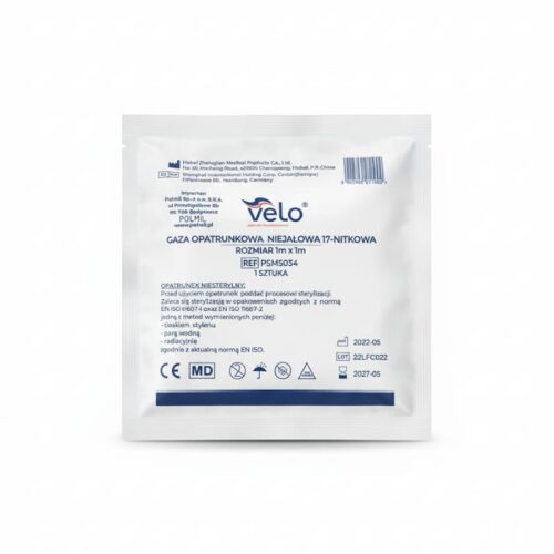 Gaza Velo 17 Niejałowa 1mx1m Gaza opatrunkowa VELO niejałowa 17 nitkowa rozmiar 1m x 1m x 1 szt