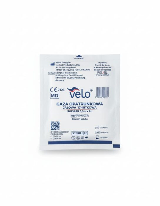 Gaza opatrunkowa VELO  sterylna,17n (26x18), 0,5 m x 1 m x 1 szt