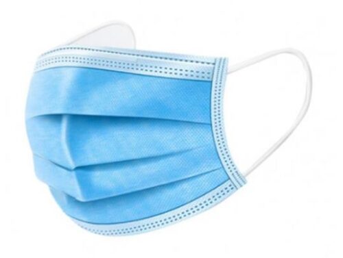 Maska Na Gumkę Niebieska Maska medyczna, gumka, włóknina, niebieska, 3 warstwy x 50 szt