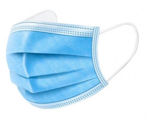 Maska medyczna, gumka, włóknina, niebieska, 3 warstwy x 50 szt