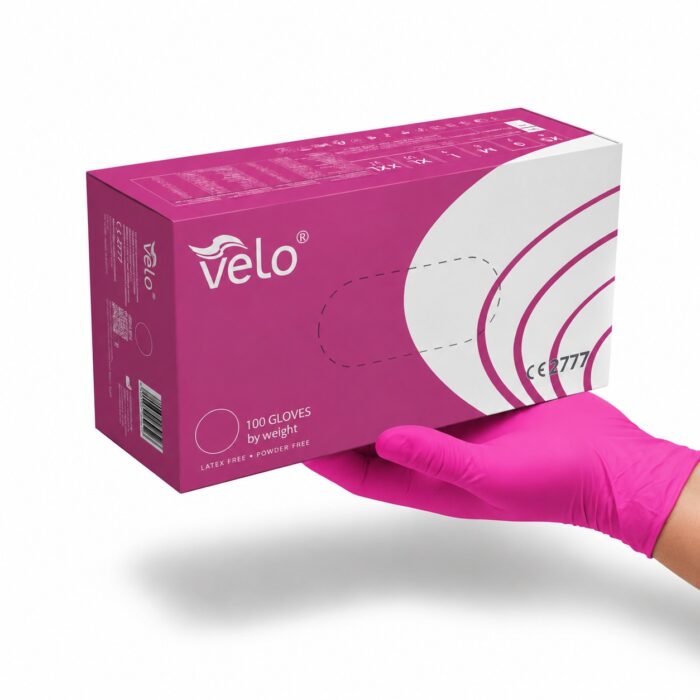 VELO "XS" - Rękawice diagnostyczne nitrylowe bezpudrowe różowe op. 100 szt