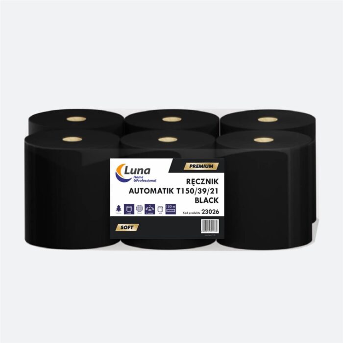 Czarny Ręcznik Automatik  T150.39.21 celuloza  2 warstwy 150 mtr x 6 rolek