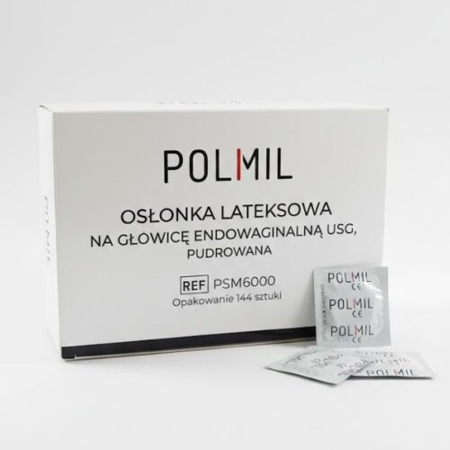 Polmil Osłonki Na Głowice Usg Pudrowane Lateksowa osłonka do sond endowaginalnych USG, pudrowana, pakowana pojedynczo x 144 szt