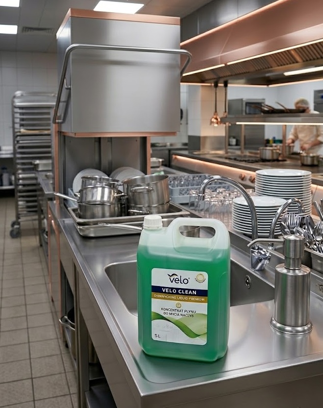 Koncentrat do Mycia Naczyń Velo Premium -zapach cytrusowy 5L - Polmil - więcej niż opieka Velo proemium 5L w akcji w kuchi 1