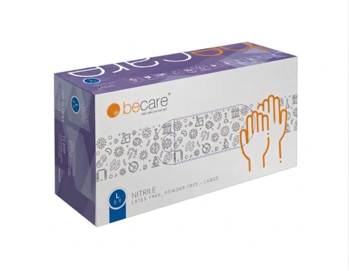 Rękawice nitrylowe diagnostyczno-ochronne Be Care Goodpac 200szt L Niebieskie