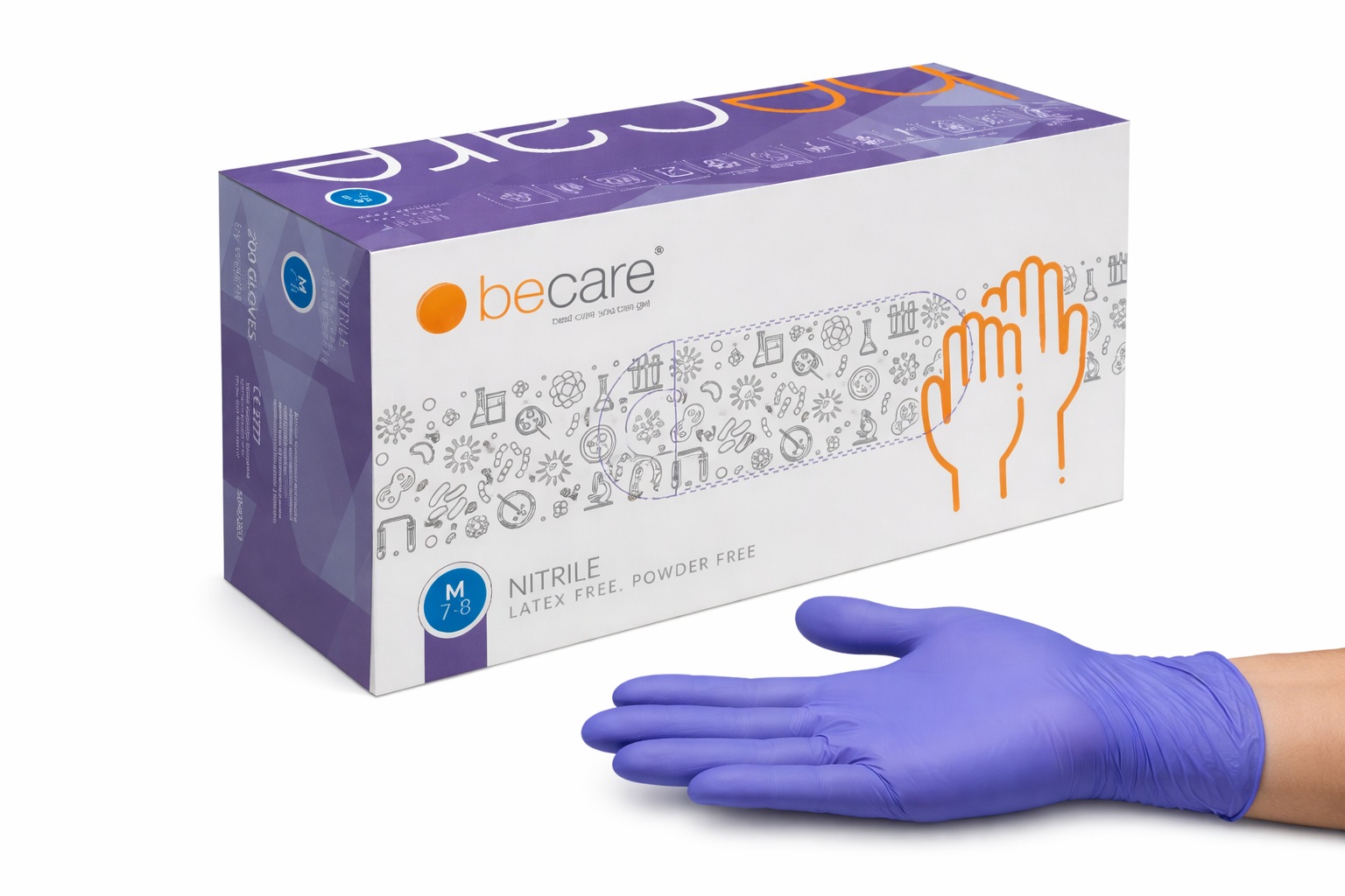 Rękawice nitrylowe diagnostyczno-ochronne Be Care Goodpac 200szt M Niebieskie