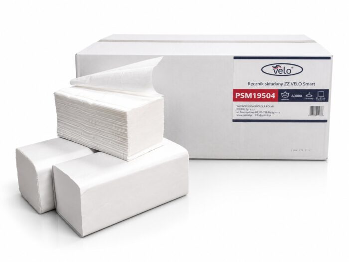 Ręcznik składany ZZ VELO Smart, 21x21, V-fold, biały, celuloza 2w, gramatura 2x17, 3000 szt.