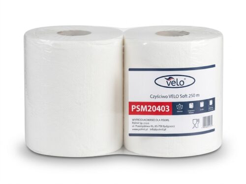 Czyściwo VELO Soft 250 m,  celuloza 2w, wys. 25cm, śr. 26cm, gramatura 2x17, op. 2 rolki