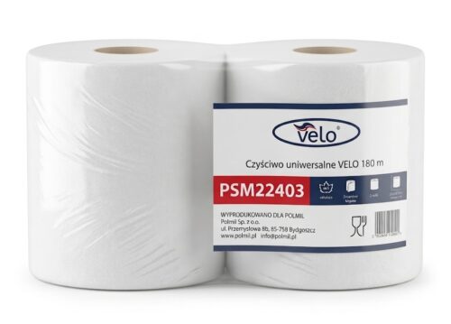 Czyściwo uniwersalne VELO 180 m, celuloza 2w, wys. 26cm, śr. 25cm, 800 odcinków, op. 2 rolki