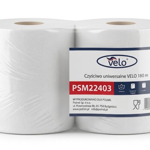 Czyściwo uniwersalne VELO 180 m, celuloza 2w, wys. 26cm, śr. 25cm, 800 odcinków, op. 2 rolki