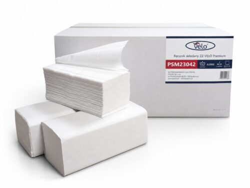 Ręcznik składany ZZ VELO Premium, 25 x 21, V-fold, biały, celuloza 2w, gramatura 2x17, 3000 szt.