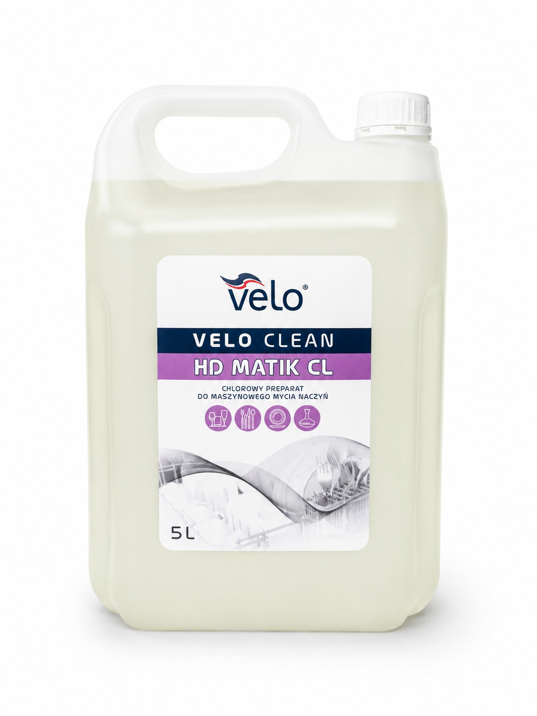 VELO CLEAN HD MATIK CL  5l – chlorowy preparat do maszynowego mycia naczyń w płynie x 1 szt