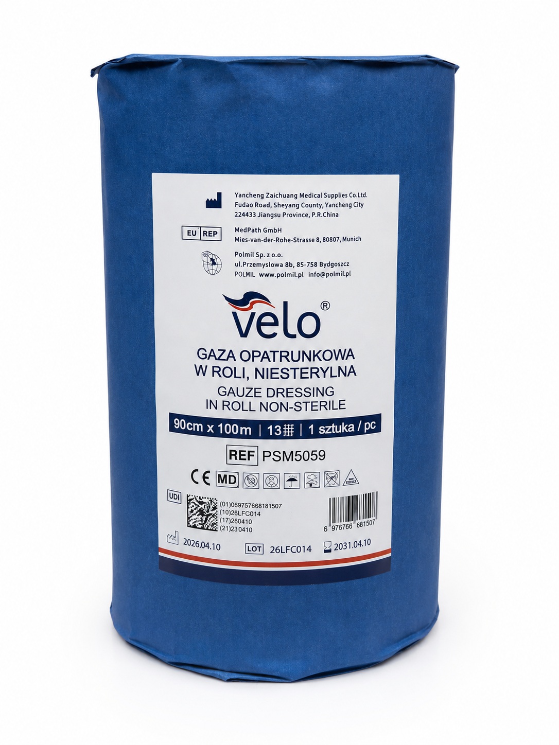 Gaza w roli VELO 13 nitkowa niejałowa 90cmx100m x 1 szt
